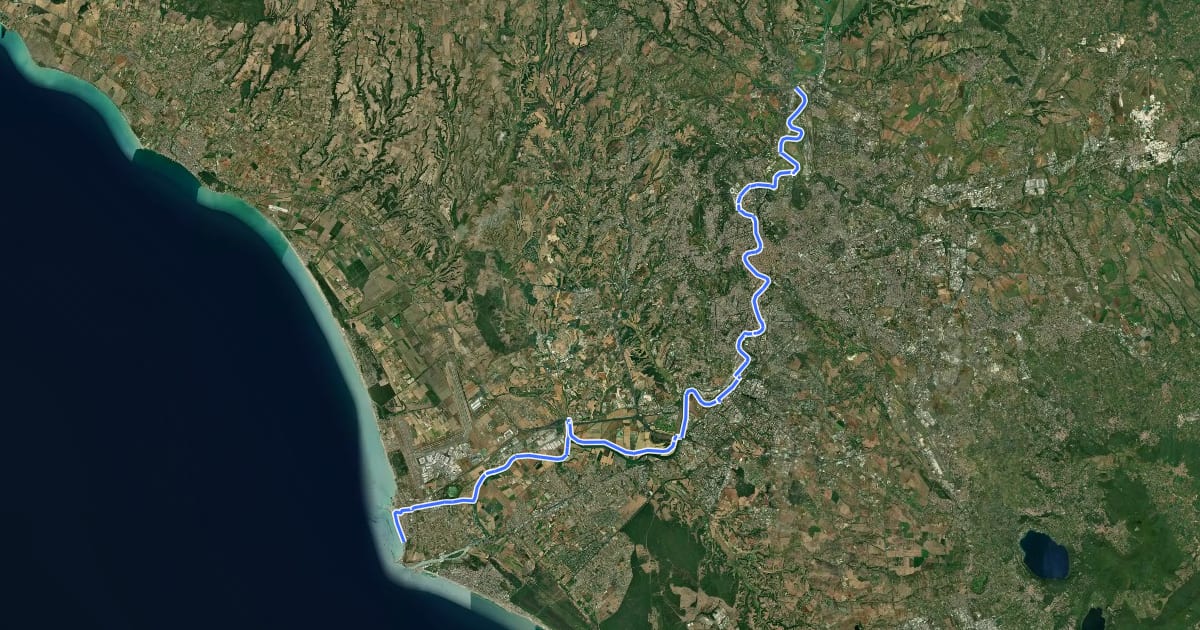 Маршрут Regina Ciclarum (Roma-mare) на спутниковом снимке