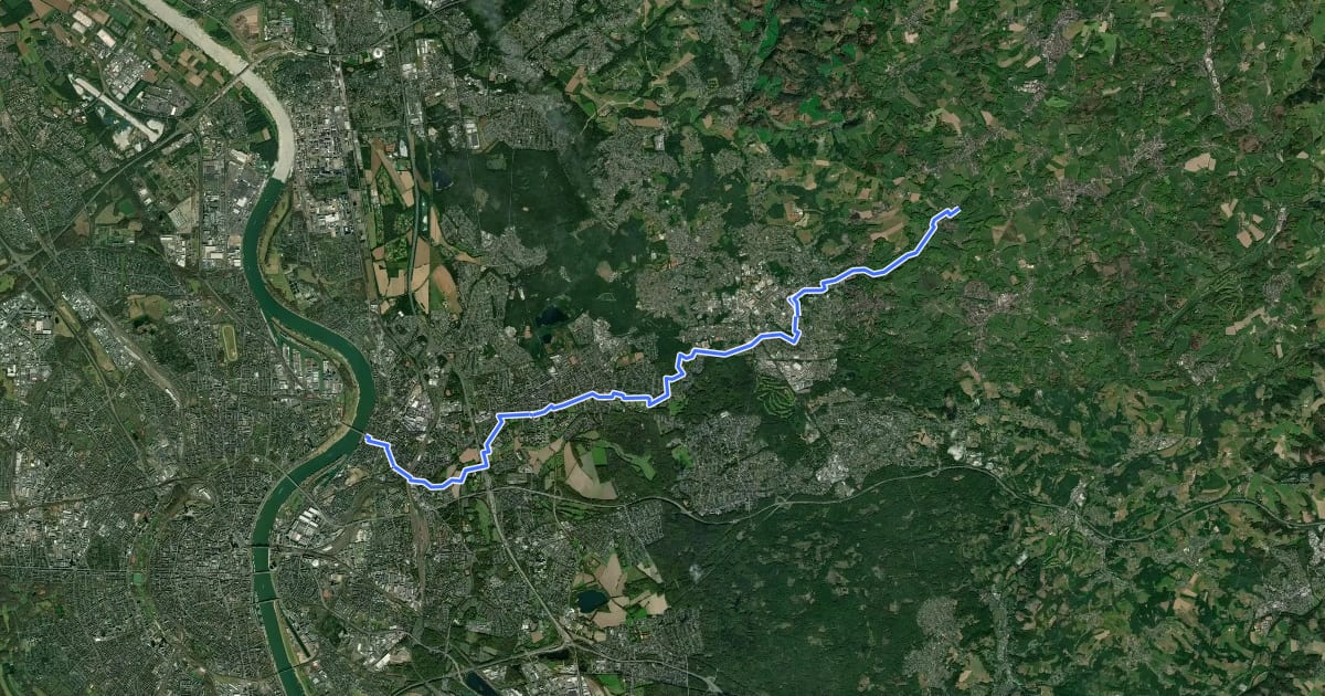Маршрут RegioGrün Erlebnisroute Ost на спутниковом снимке