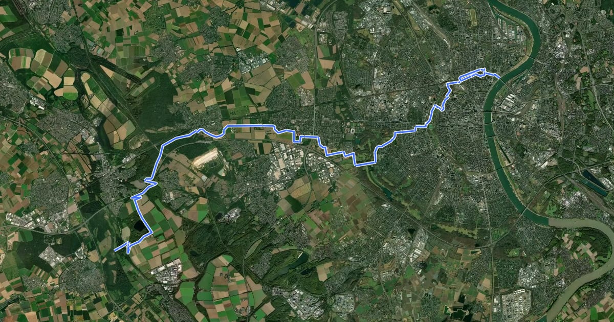 Маршрут RegioGrün Erlebnisroute West на спутниковом снимке