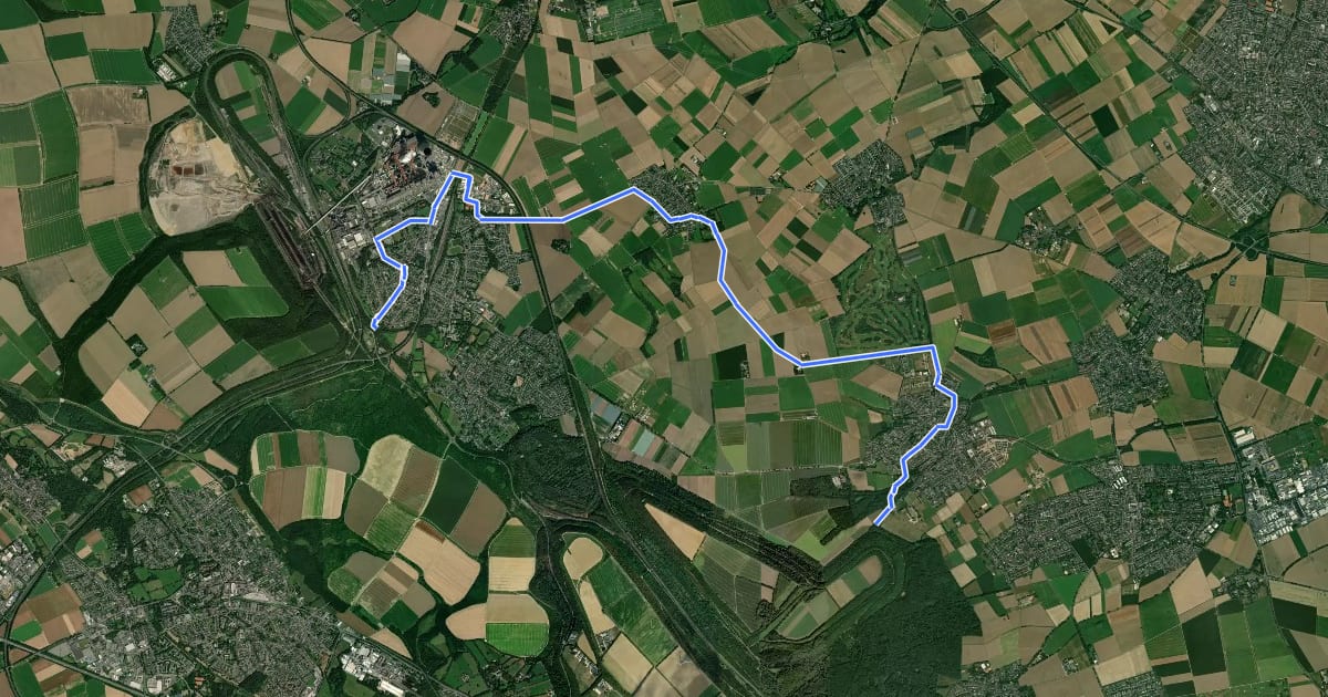 Маршрут RegioGrün Nebenroute Nordwest на спутниковом снимке