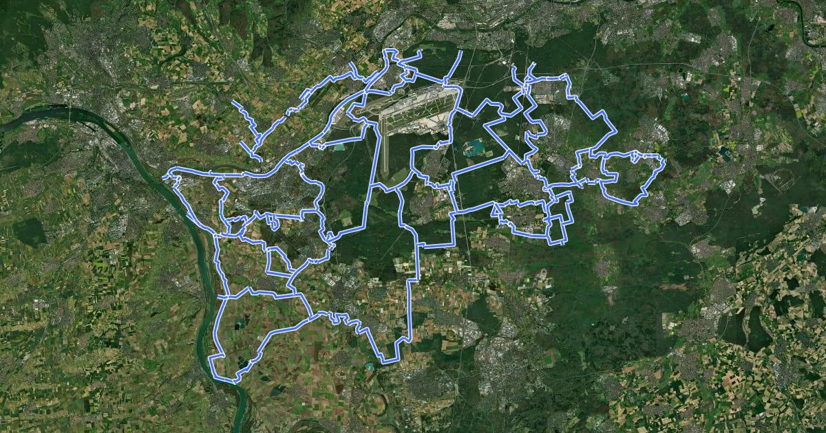 Маршрут Regionalpark Route на спутниковом снимке