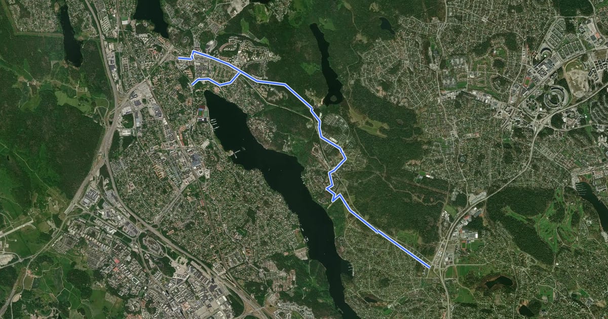 Маршрут Regionalt cykelnät Stockholm (Edsvikenstråket) на спутниковом снимке