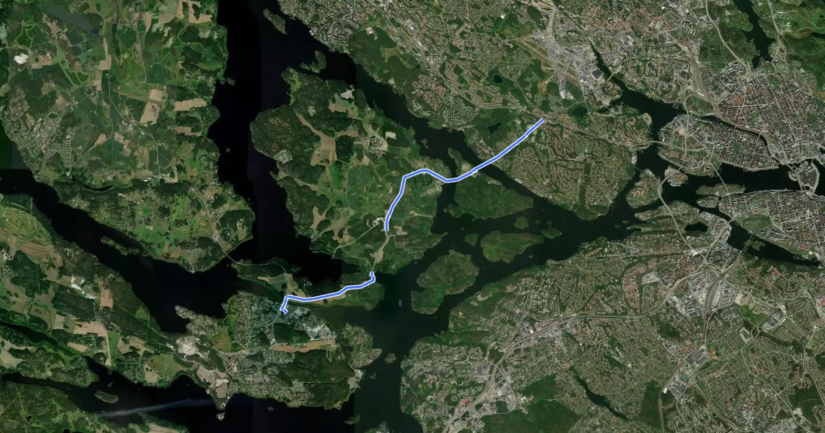 Маршрут Regionalt cykelnät Stockholm (Ekeröstråket) на спутниковом снимке