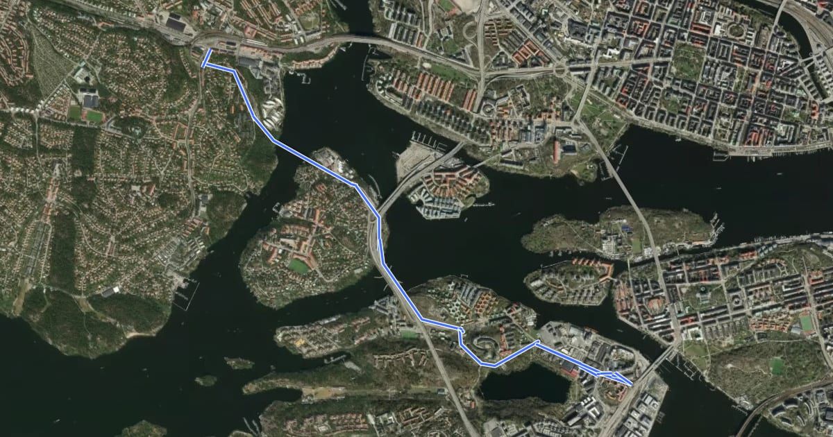 Маршрут Regionalt cykelnät Stockholm (Essingestråket) на спутниковом снимке