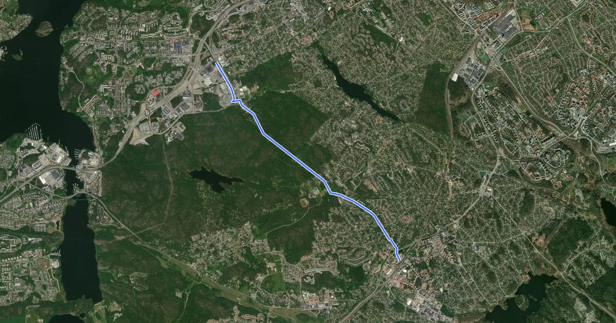 Маршрут Regionalt cykelnät Stockholm (Gömmarenstråket) на спутниковом снимке