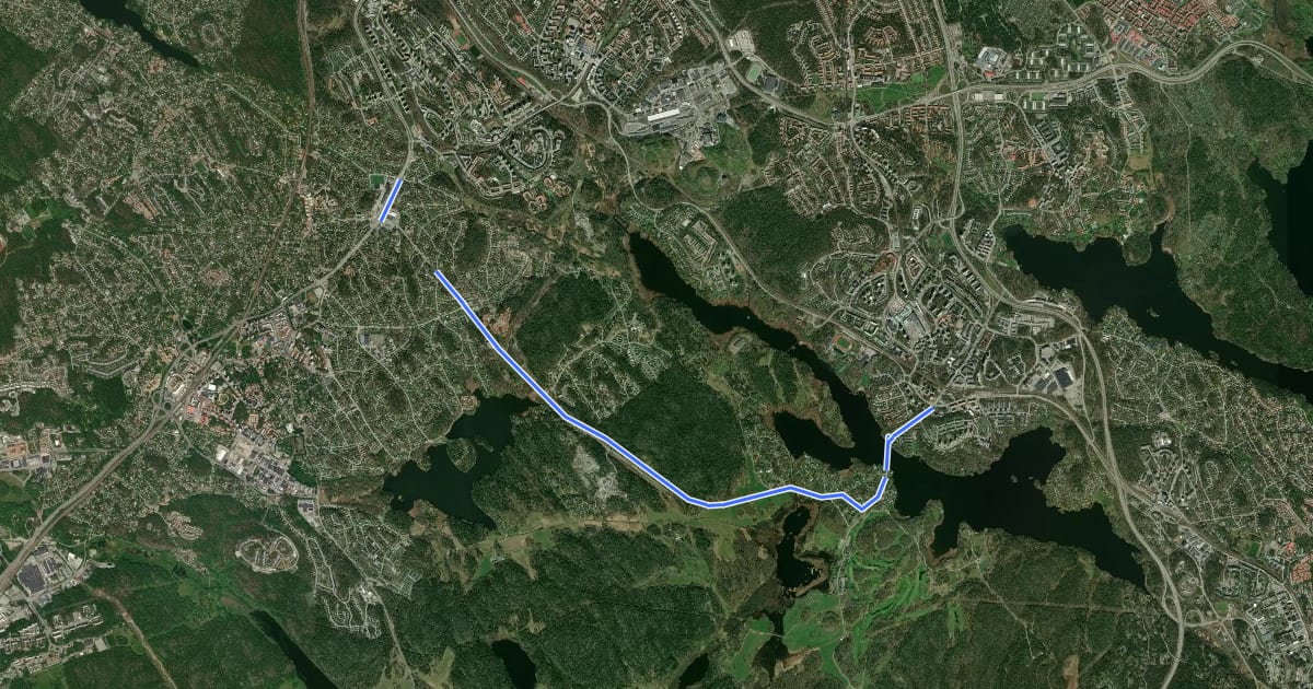 Маршрут Regionalt cykelnät Stockholm (Ågestastråket) на спутниковом снимке