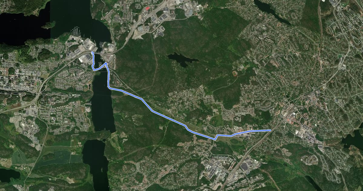Маршрут Regionalt cykelnät Stockholm (Glömstastråket) на спутниковом снимке