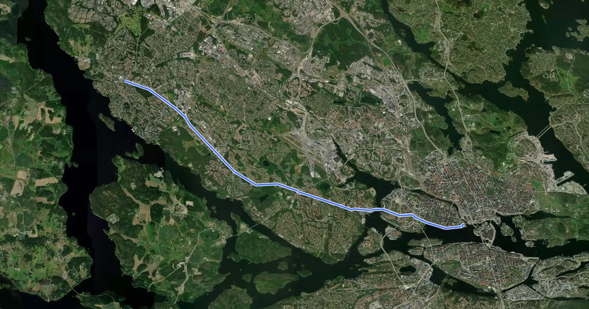 Маршрут Regionalt cykelnät Stockholm (Hässelbystråket) на спутниковом снимке