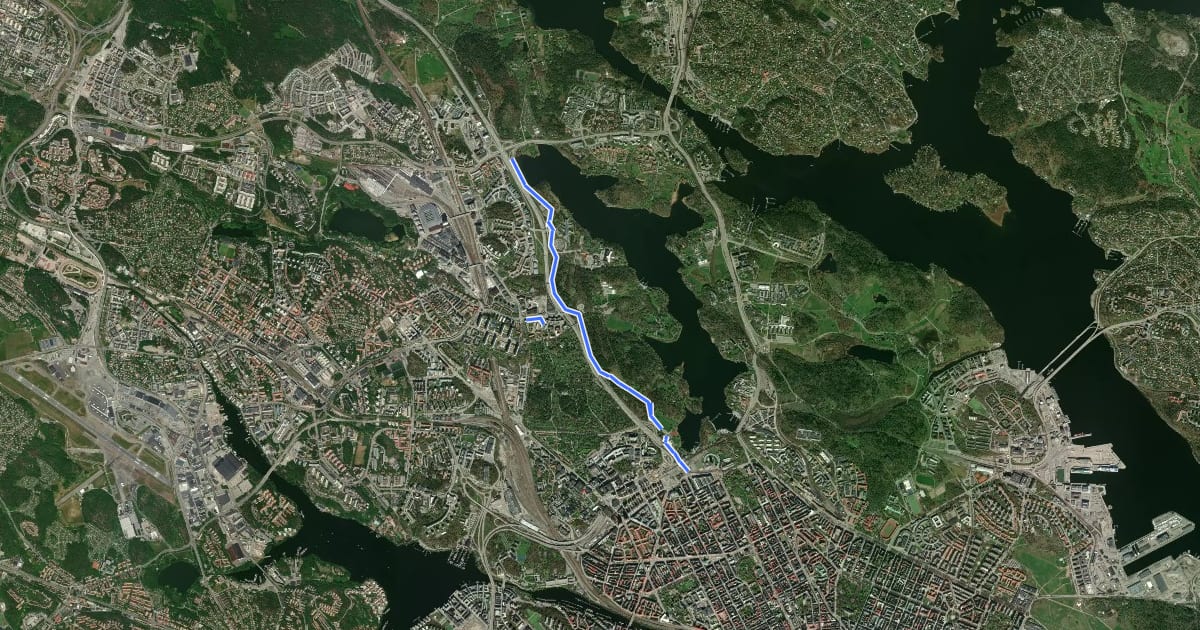 Маршрут Regionalt cykelnät Stockholm (Hagastråket) на спутниковом снимке