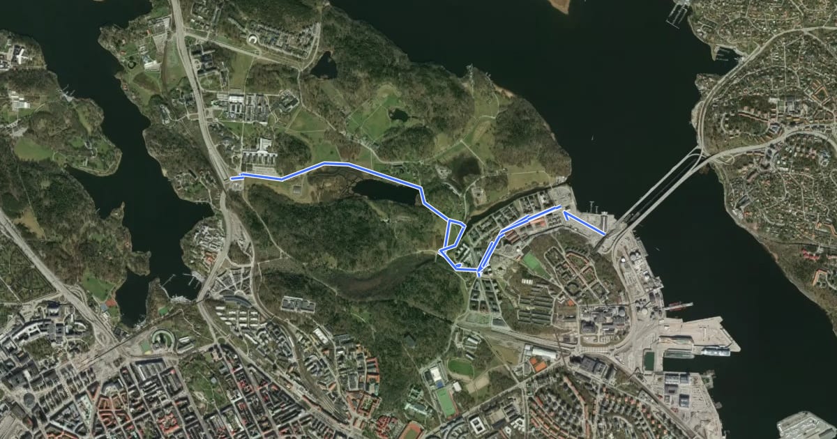 Маршрут Regionalt cykelnät Stockholm (Hjorthagenstråket) на спутниковом снимке