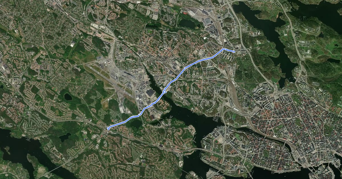 Маршрут Regionalt cykelnät Stockholm (Huvudstastråket) на спутниковом снимке