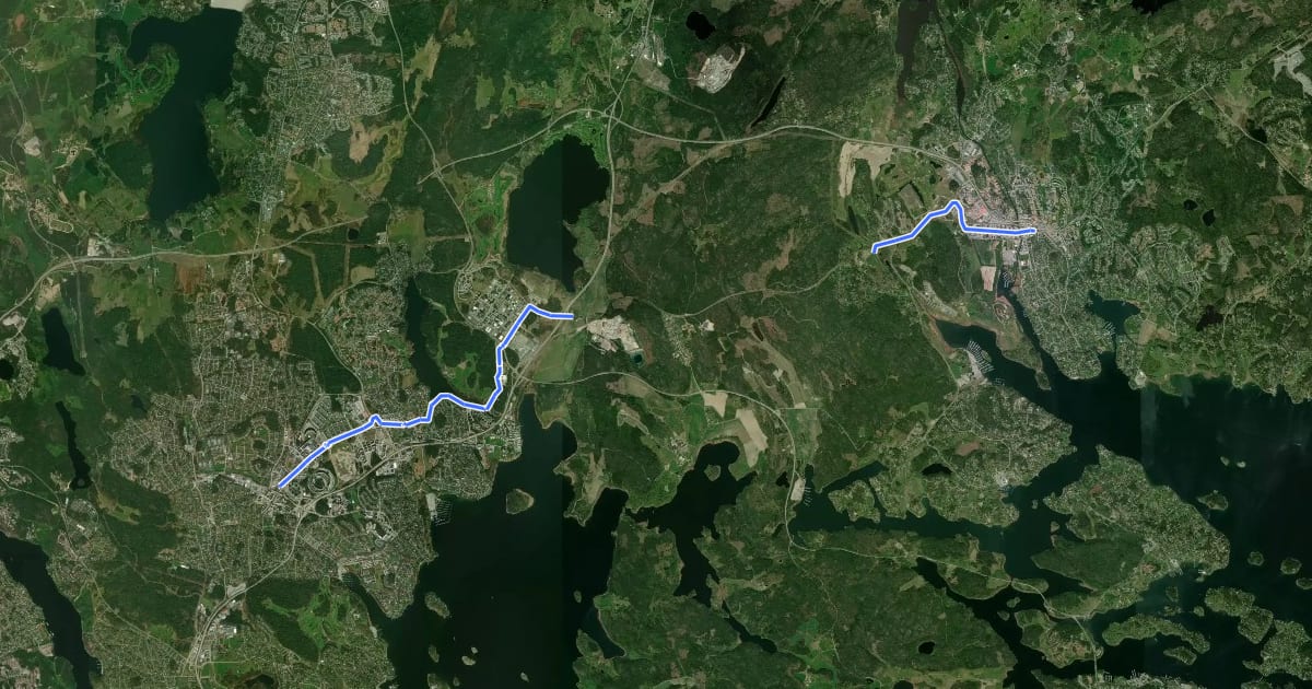 Маршрут Regionalt cykelnät Stockholm (Åkersbergastråket) на спутниковом снимке
