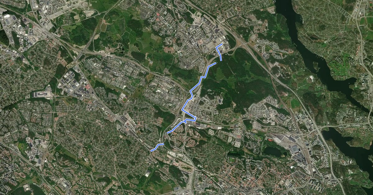 Маршрут Regionalt cykelnät Stockholm (Kymlingestråket) на спутниковом снимке