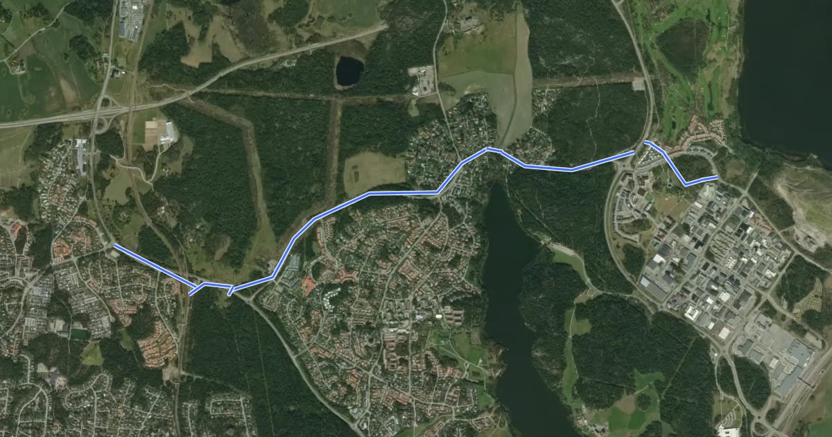 Маршрут Regionalt cykelnät Stockholm (Löttingestråket) на спутниковом снимке