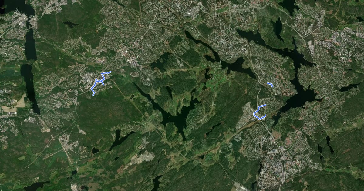 Маршрут Regionalt cykelnät Stockholm (lokala destinationer i Huddinge) на спутниковом снимке