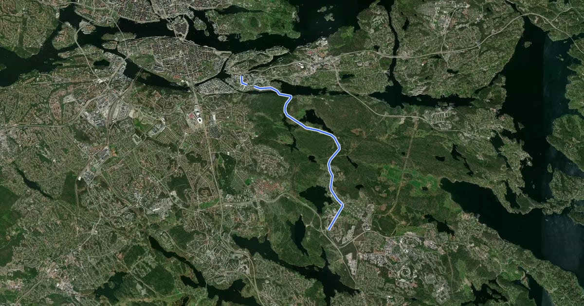 Маршрут Regionalt cykelnät Stockholm (Ältastråket) на спутниковом снимке