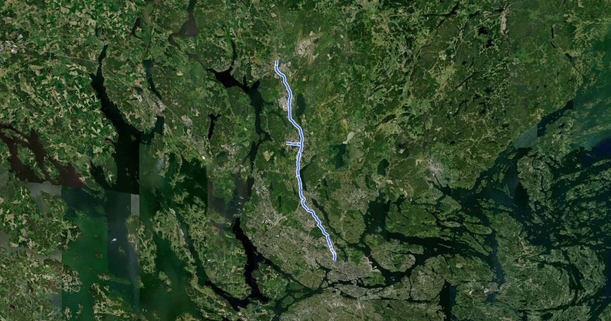 Маршрут Regionalt cykelnät Stockholm (Märstastråket) на спутниковом снимке
