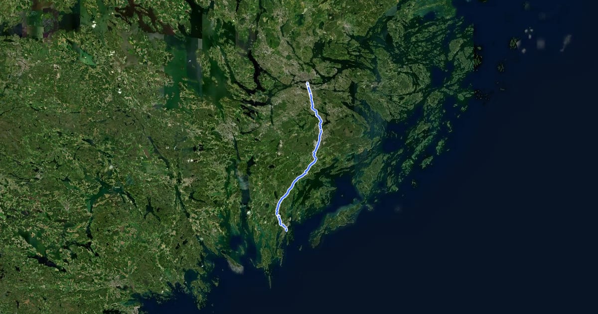 Маршрут Regionalt cykelnät Stockholm (Nynäshamnsstråket) на спутниковом снимке