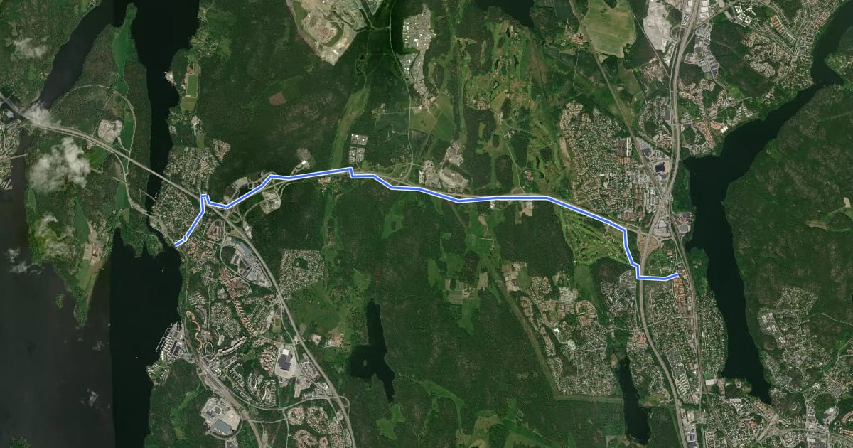 Маршрут Regionalt cykelnät Stockholm (Rotebrostråket) на спутниковом снимке