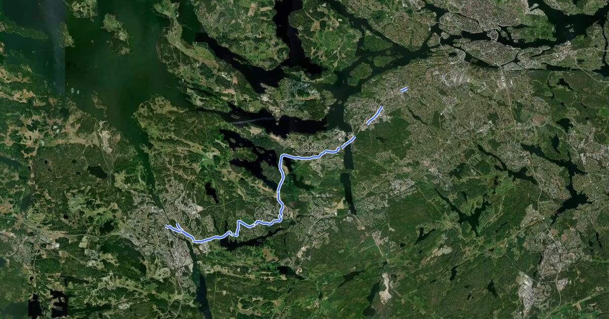 Маршрут Regionalt cykelnät Stockholm (Södertäljestråket) на спутниковом снимке