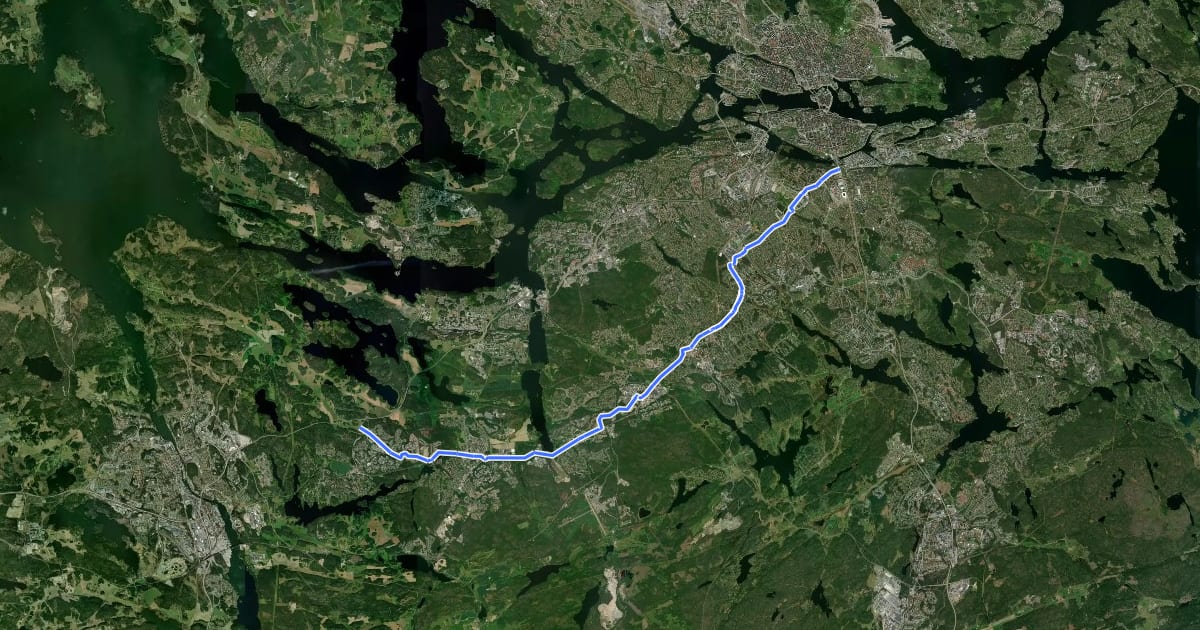 Маршрут Regionalt cykelnät Stockholm (Salemstråket) на спутниковом снимке