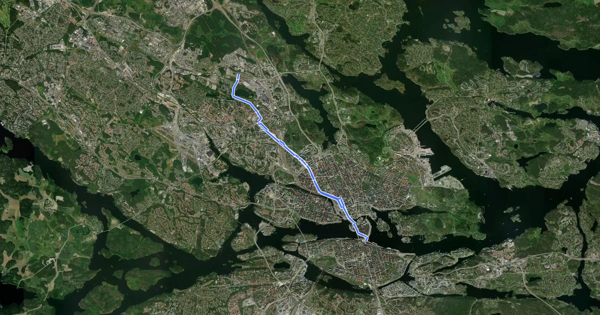 Маршрут Regionalt cykelnät Stockholm (Solnastråket) на спутниковом снимке
