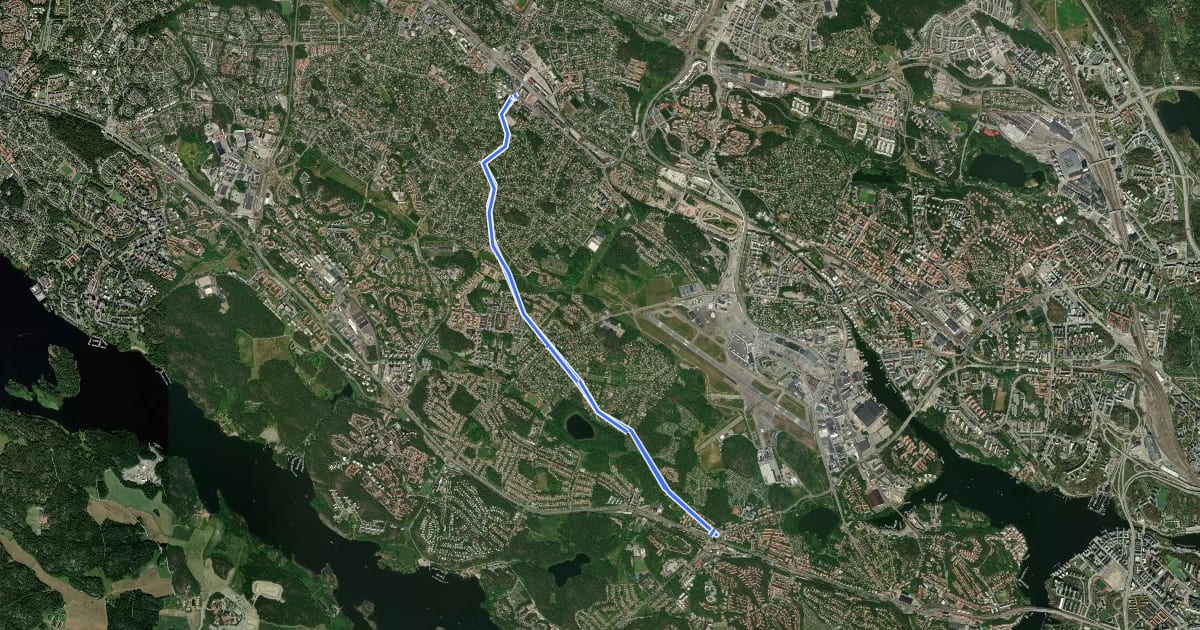Маршрут Regionalt cykelnät Stockholm (Spångastråket) на спутниковом снимке