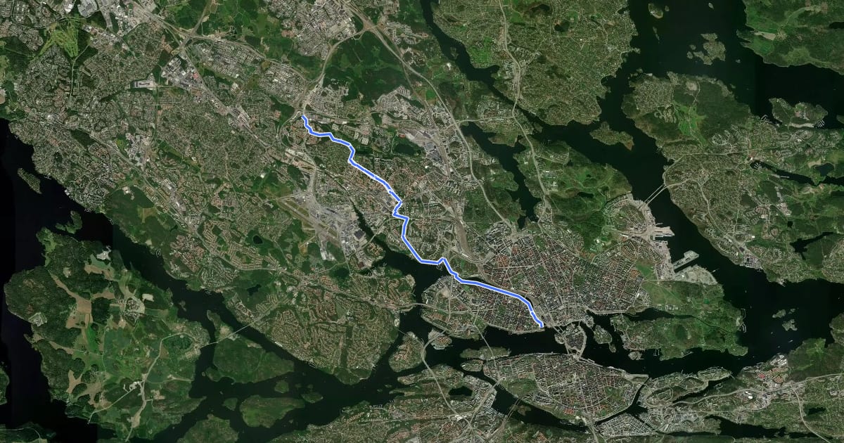 Маршрут Regionalt cykelnät Stockholm (Sundbybergsstråket) на спутниковом снимке