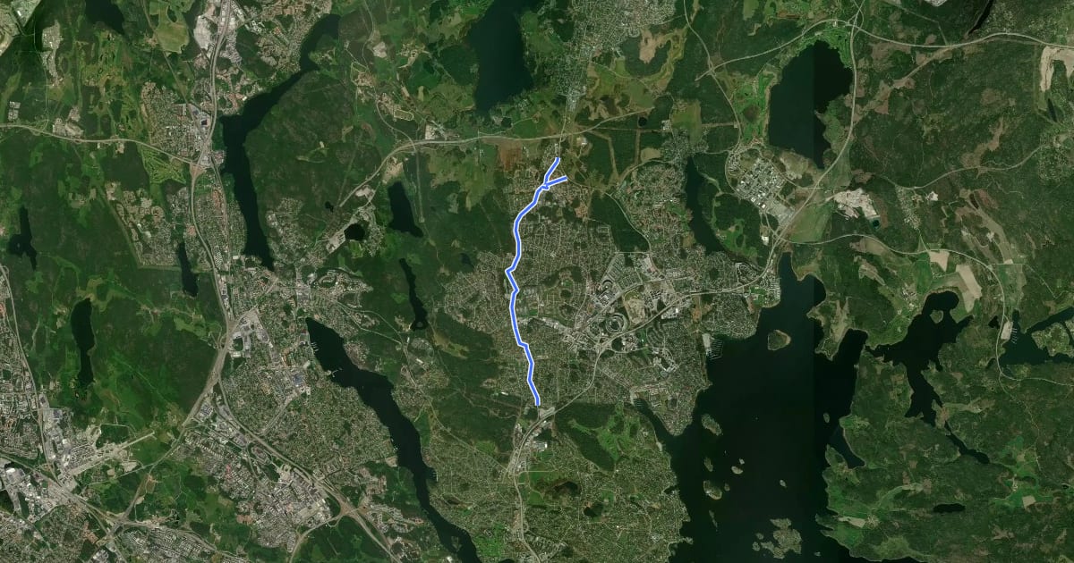 Маршрут Regionalt cykelnät Stockholm (Täbyvägen) на спутниковом снимке