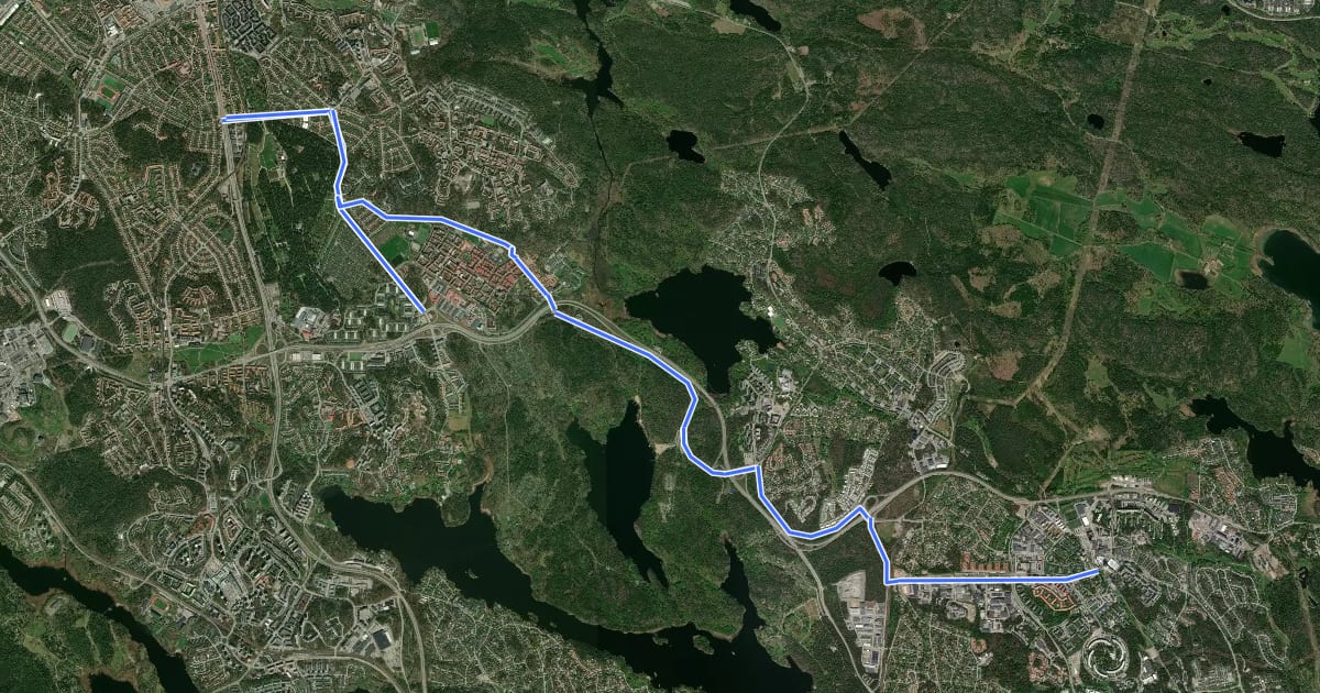 Маршрут Regionalt cykelnät Stockholm (Tyresöstråket) на спутниковом снимке