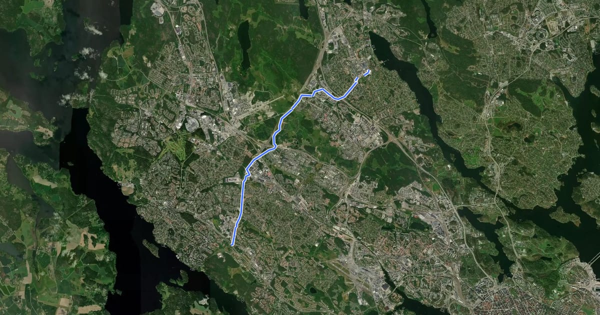Маршрут Regionalt cykelnät Stockholm (Vällingbystråket) на спутниковом снимке