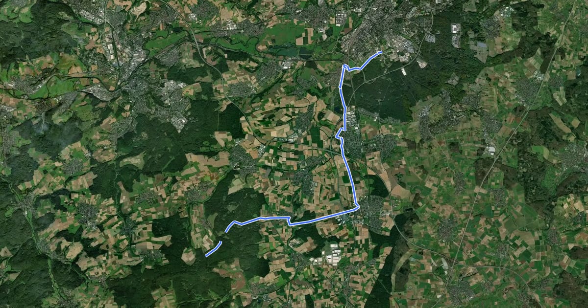 Маршрут Regionalweg 9 Gießen - Richtung Langgöns на спутниковом снимке