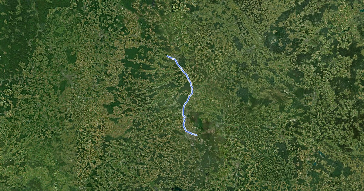 Маршрут RegnitzRadweg Kanalroute на спутниковом снимке