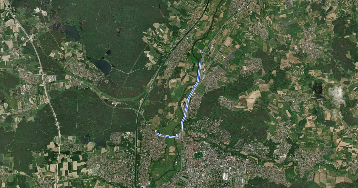 Маршрут Regnitztal-Radweg Talweg Ostroute на спутниковом снимке