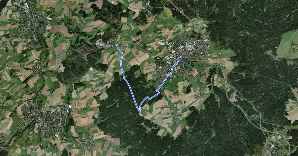 Маршрут Rehau - Hirschberg - Wurlitz на спутниковом снимке