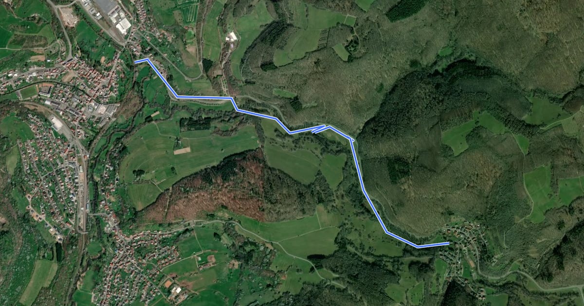Маршрут Reichenbachtal-Radweg на спутниковом снимке