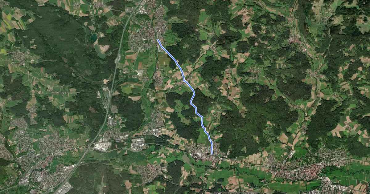 Маршрут Reichenschwand -Schnaittach на спутниковом снимке
