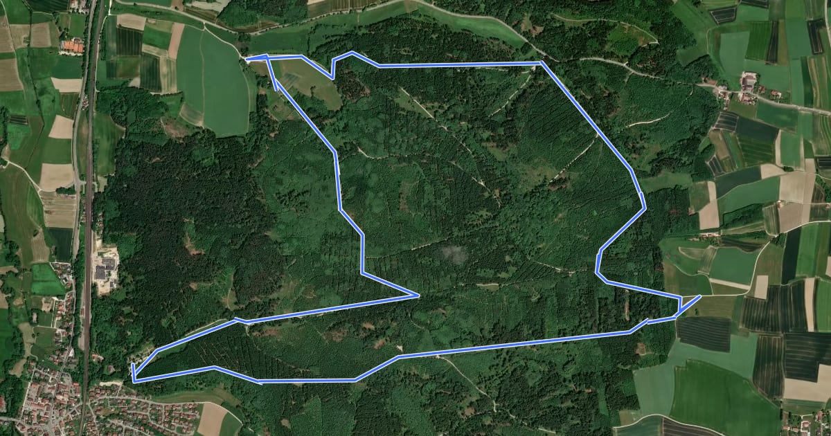 Маршрут Reichertshausen-Ilmmünster-Weg (2 / grün) на спутниковом снимке
