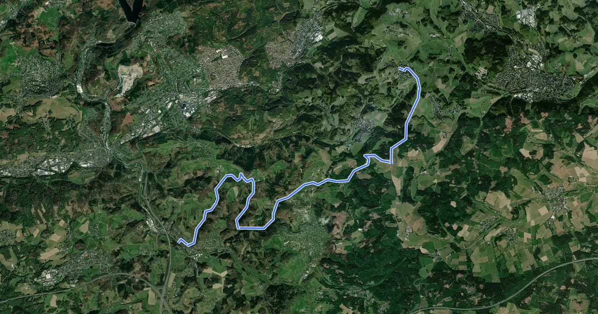 Маршрут Reichshof (32) - Bergneustadt (33) на спутниковом снимке