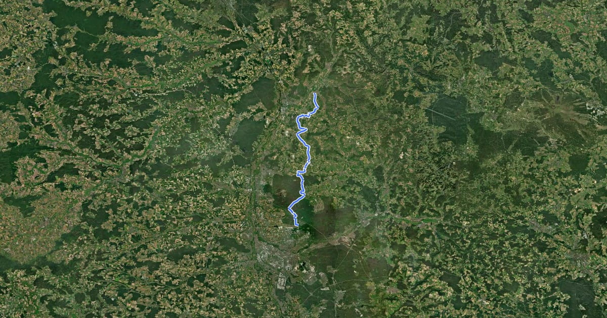 Маршрут Reichswald Fränkische Schweiz Radweg на спутниковом снимке