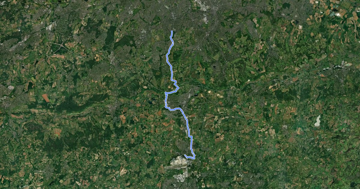 Маршрут Reigate and Banstead Millennium Trail на спутниковом снимке