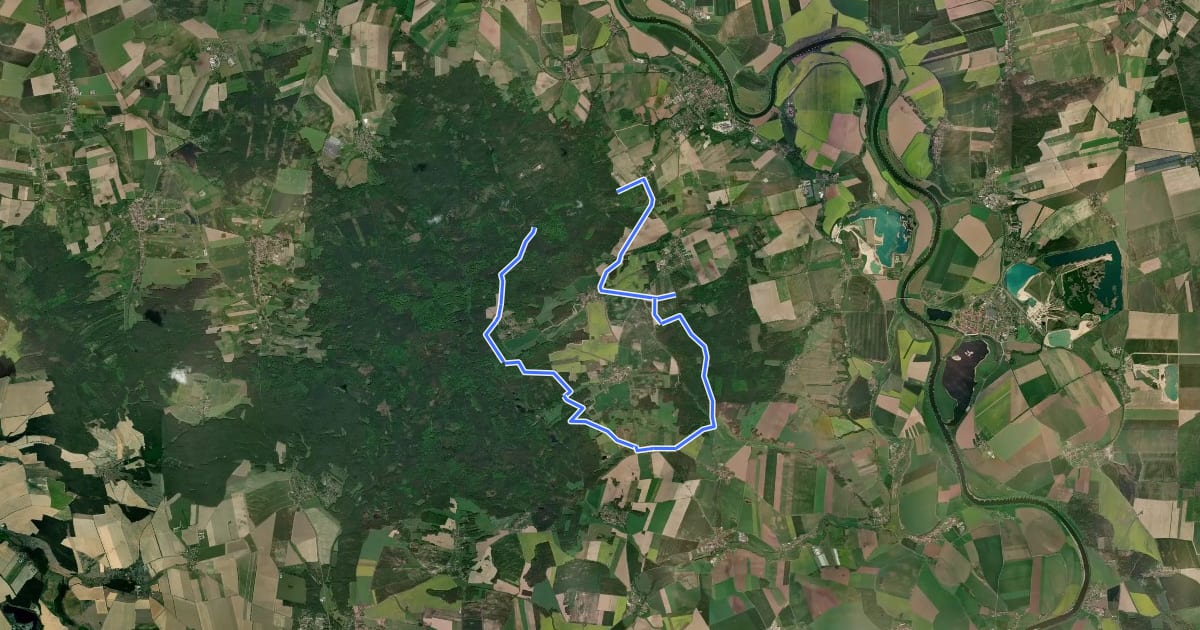 Маршрут Reitroute F Lausa-Kaisa-Puschwitz на спутниковом снимке