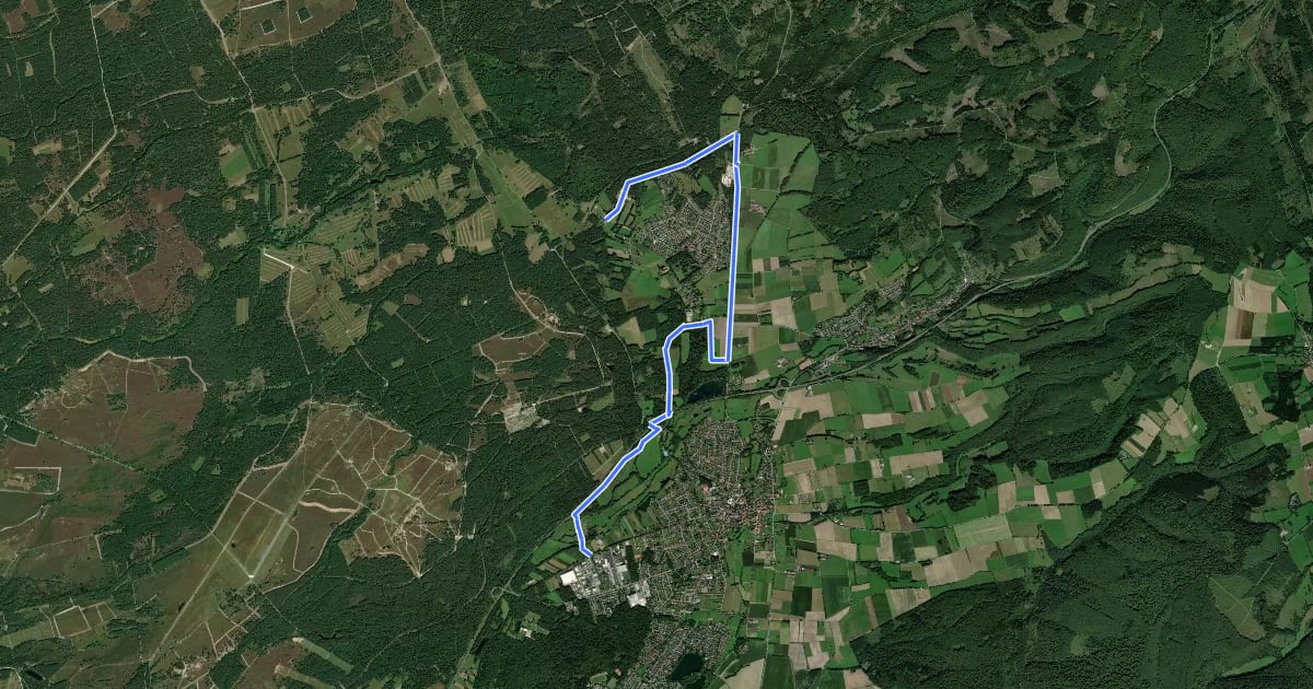 Маршрут Reitroute Oesterholz - Schlangen на спутниковом снимке