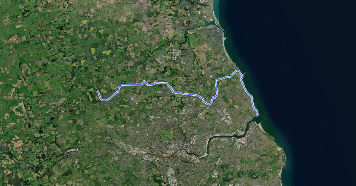 Маршрут Reivers Off Road Cycle Route на спутниковом снимке