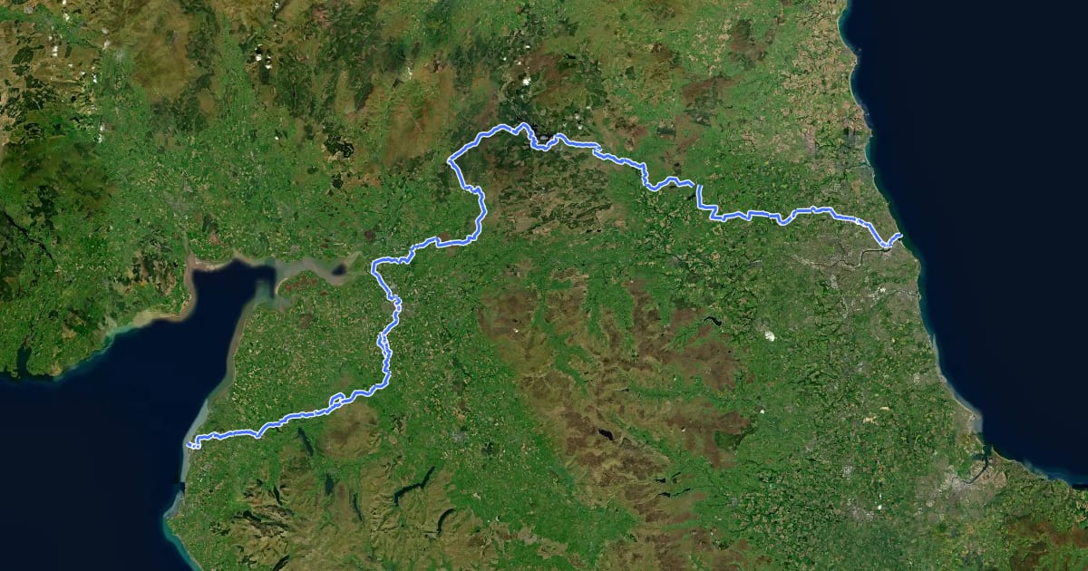 Маршрут Reivers' Route на спутниковом снимке