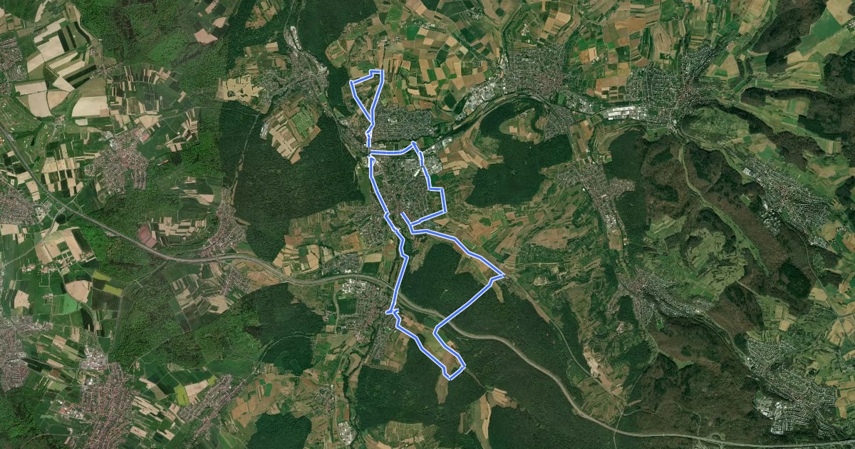 Маршрут Remchingen Panoramaroute на спутниковом снимке