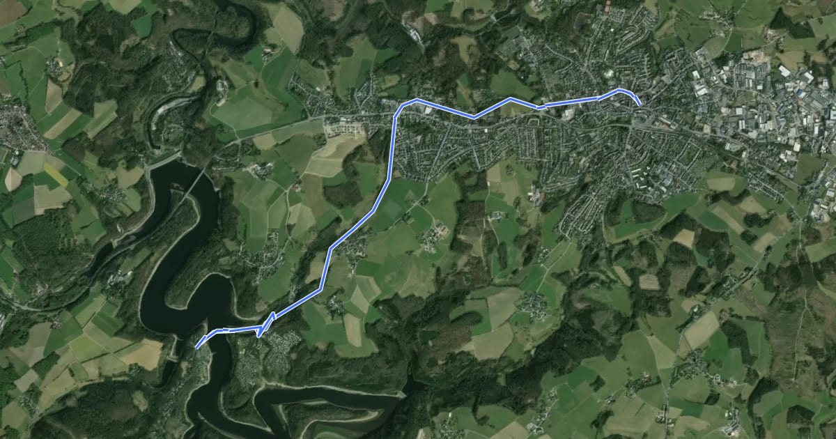 Маршрут Remscheid (94) - Radevormwald (95) на спутниковом снимке