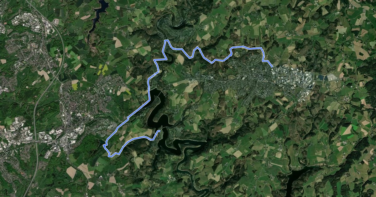 Маршрут Remscheid (94) - Radevormwald (96) на спутниковом снимке