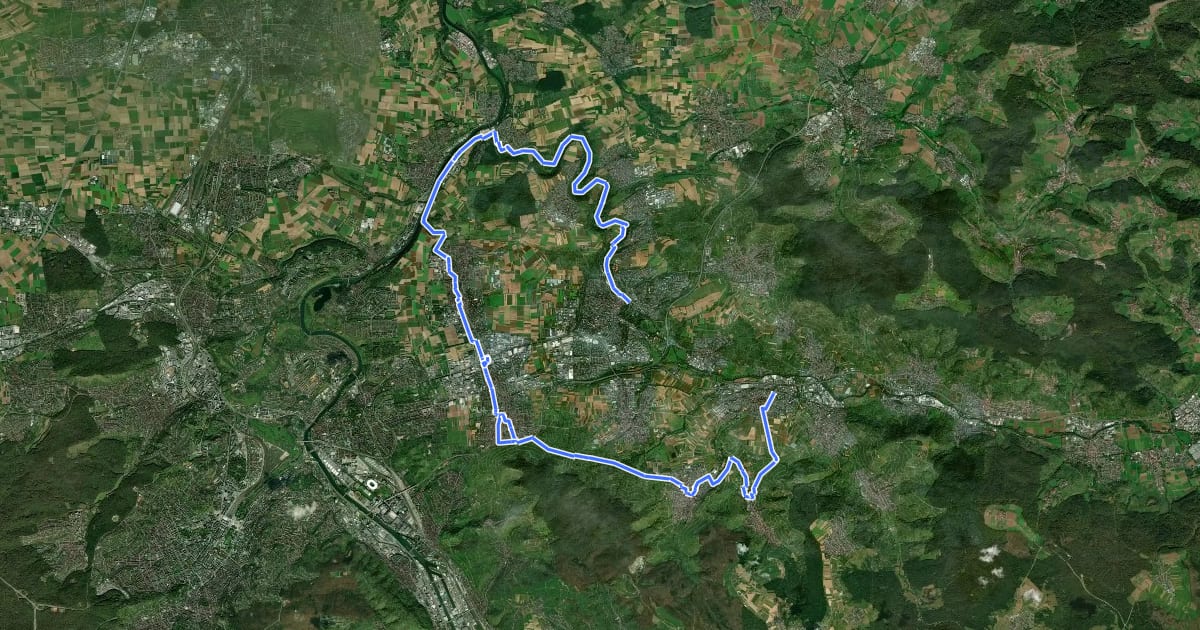 Маршрут Remstal-Radweg Etappe 1: Endersbach - Waiblingen на спутниковом снимке