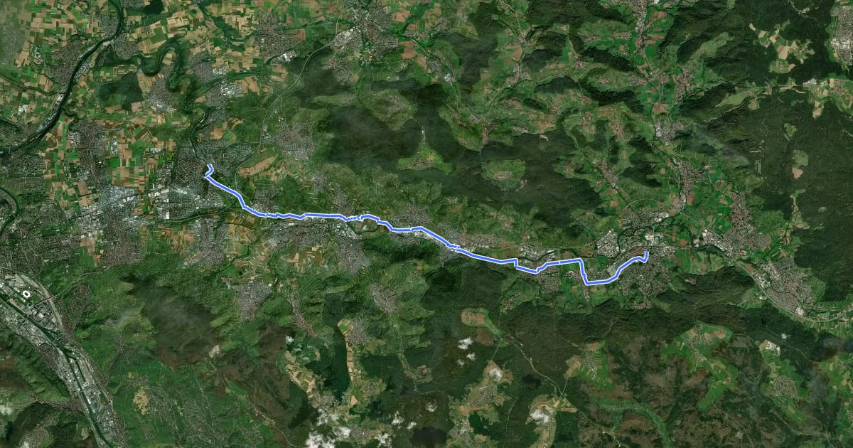 Маршрут Remstal-Radweg Etappe 2: Waiblingen - Schorndorf на спутниковом снимке
